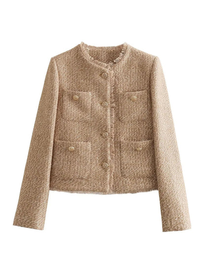 Short cardigan with button fastening and pockets for women - Nilda