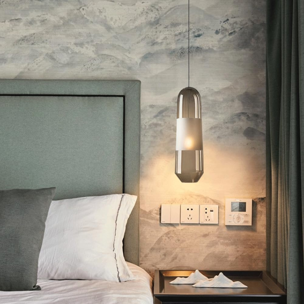 Scandinavian Pendant Light with Galvanised Glass