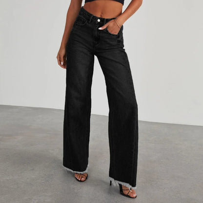 Niva – Loose Fit Jeans with Frayed Hem