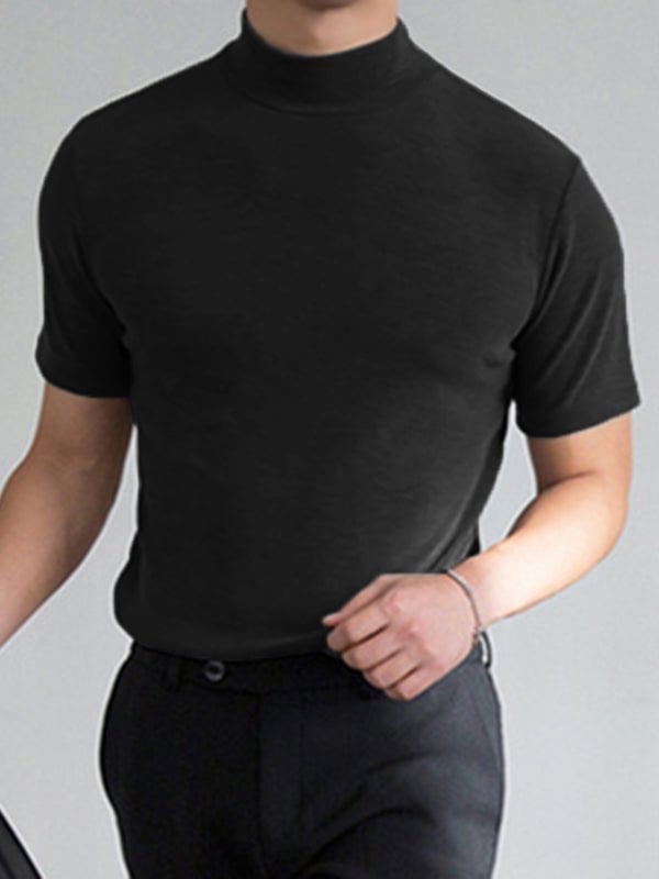 Herren-T-Shirt in Slim Fit mit hohem Kragen und modernem Schnitt