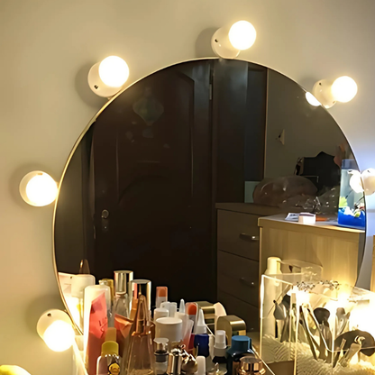 Illuminazione dimmerabile a LED per specchio, con sfere luminose e luce regolabile per il trucco