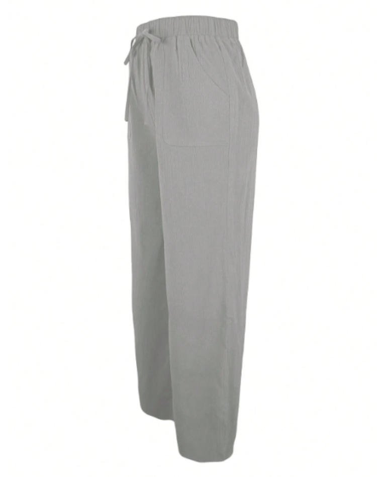Comfortable Wide Trousers with Elastic Waist and Drawstring for Women