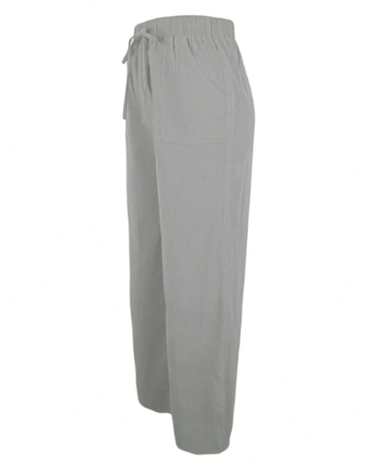 Comfortable Wide Trousers with Elastic Waist and Drawstring for Women