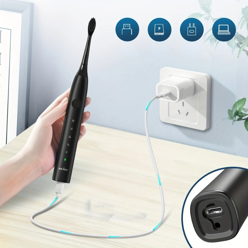 Акумулаторна звукова четка за зъби с множество режими на четкане и USB зареждане