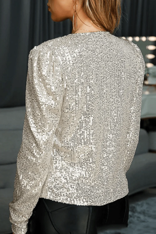 Ladies' Festive Sequin Blazer with Open Front