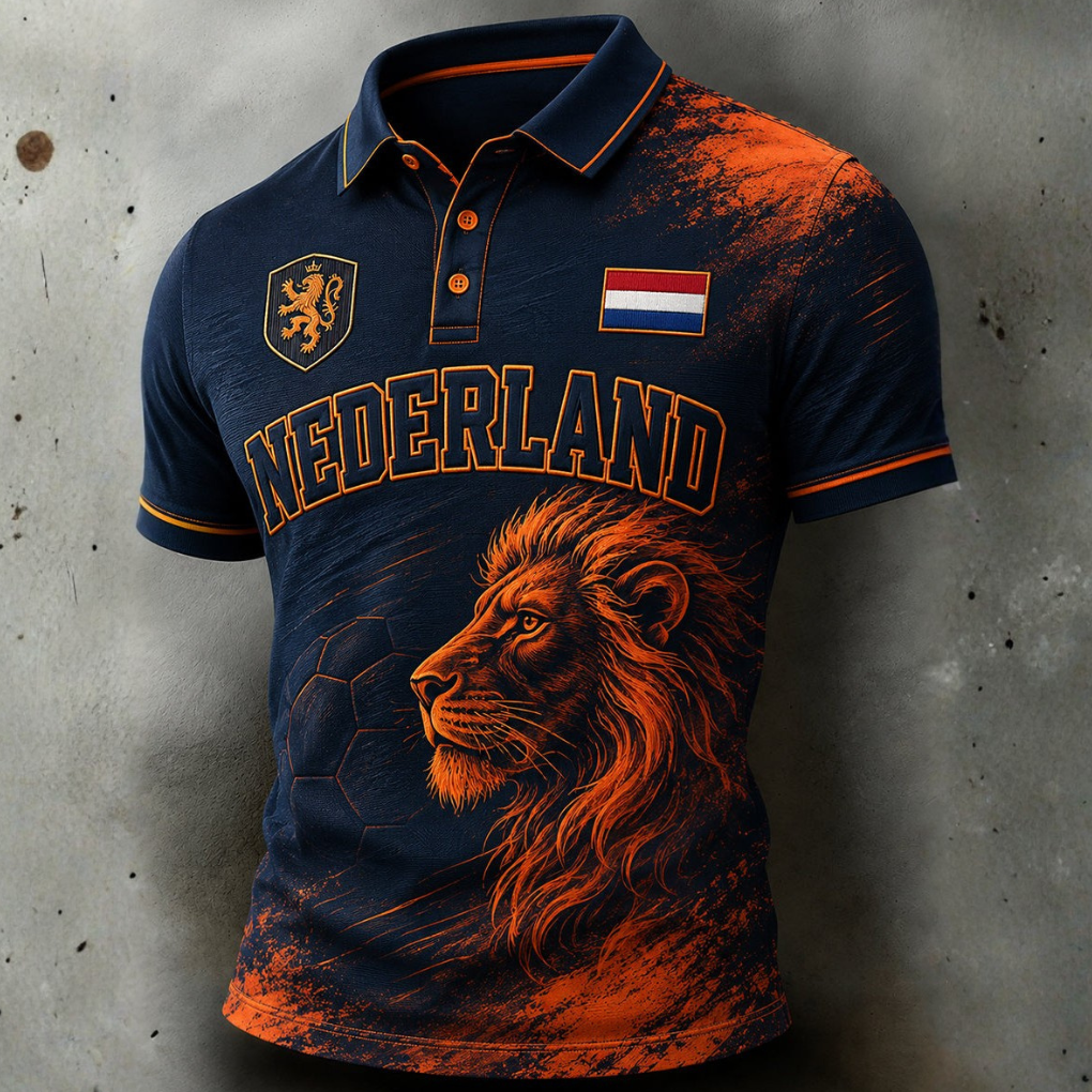 Men's Slim Fit Orange Blue Polo Shirt