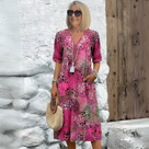 Abito midi morbido con scollo a V da donna