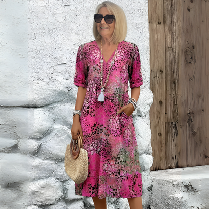 Soft V-neck Midi Dress for Women