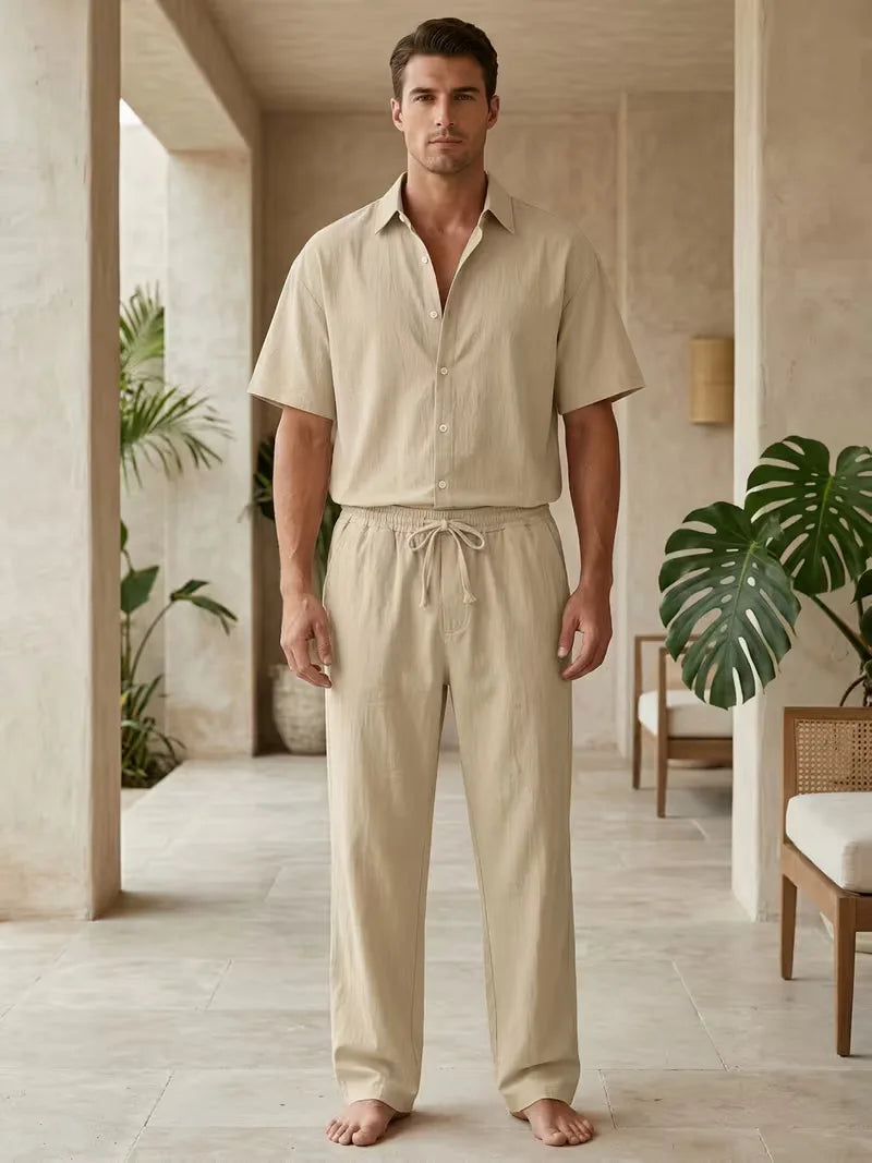 Chemise à manches courtes avec pantalon long
