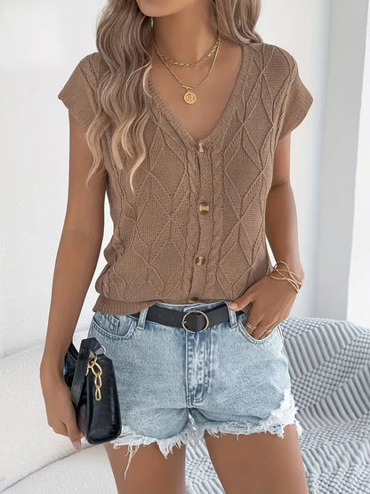 Gilet avec col en V et boutons