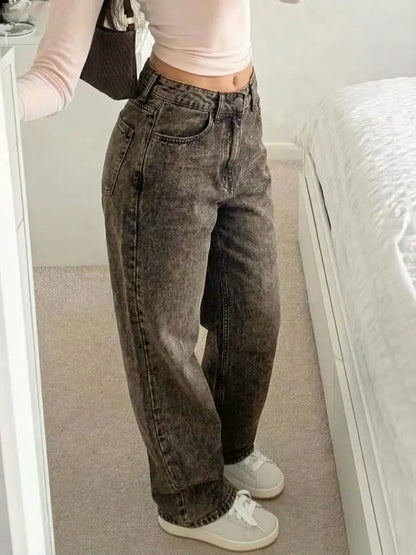 Jean droit taille mi-haute
