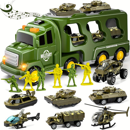 Set di giocattoli militari ArmyForce 14 in 1 - Camion con carri armati, soldati ed effetti sonori