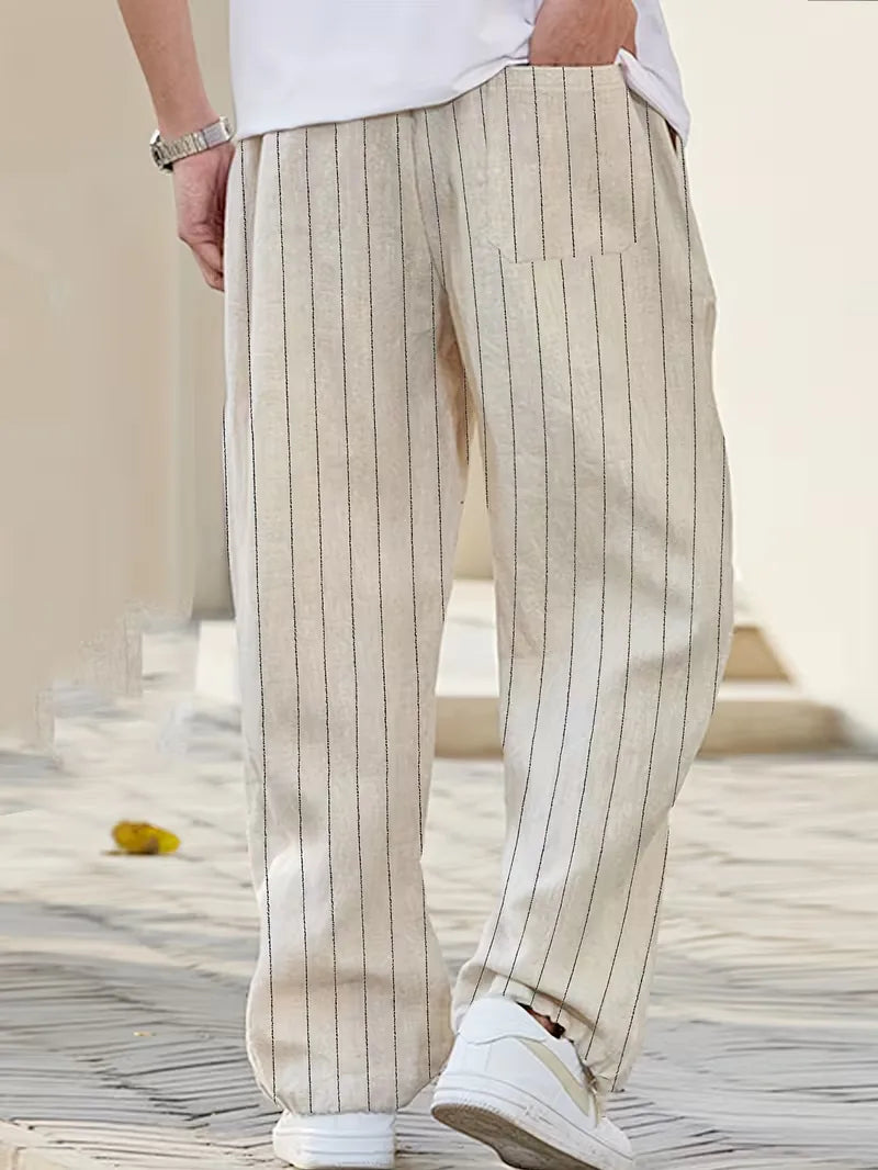 Pantalon large à rayures verticales