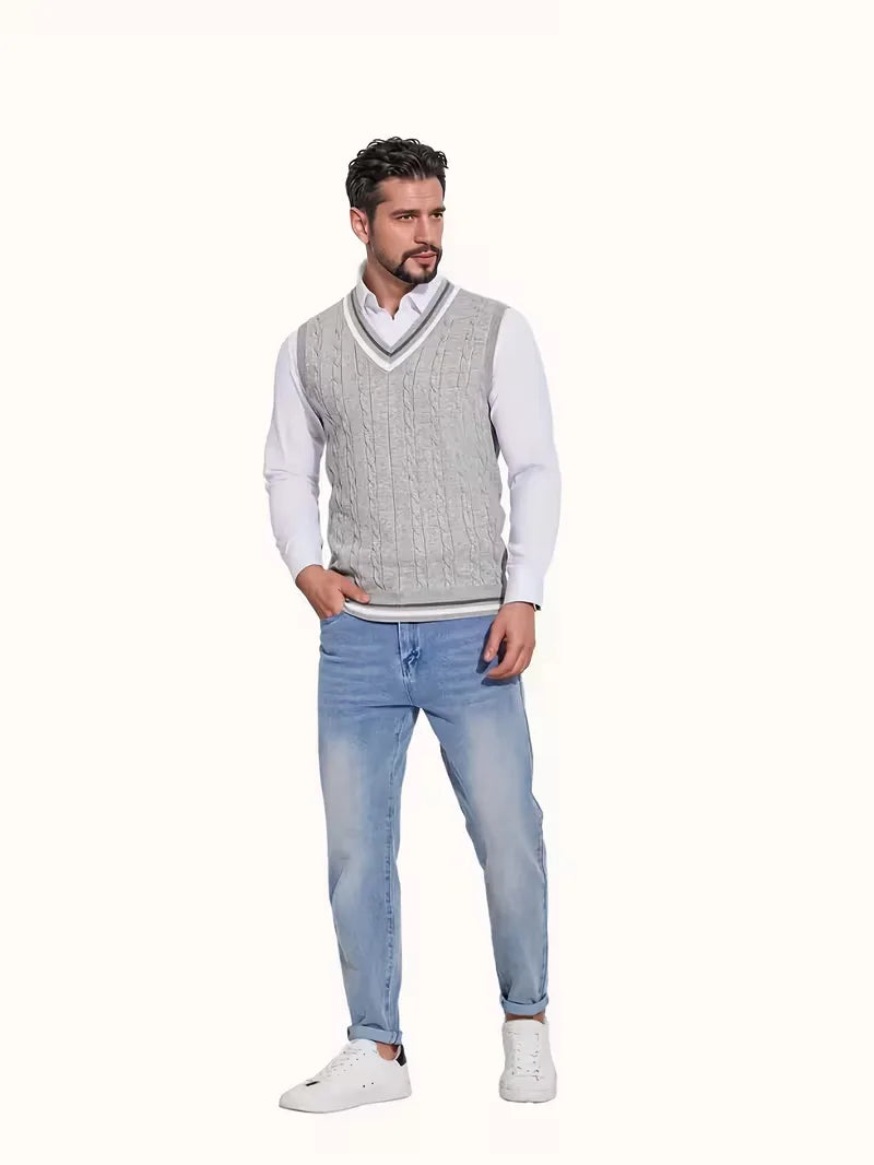Gilet sans manches en tricot avec col en V