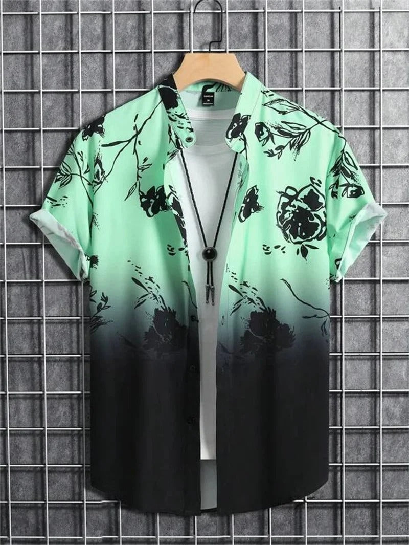 Amich - 3D Flower Printed Hawaiian Shirt