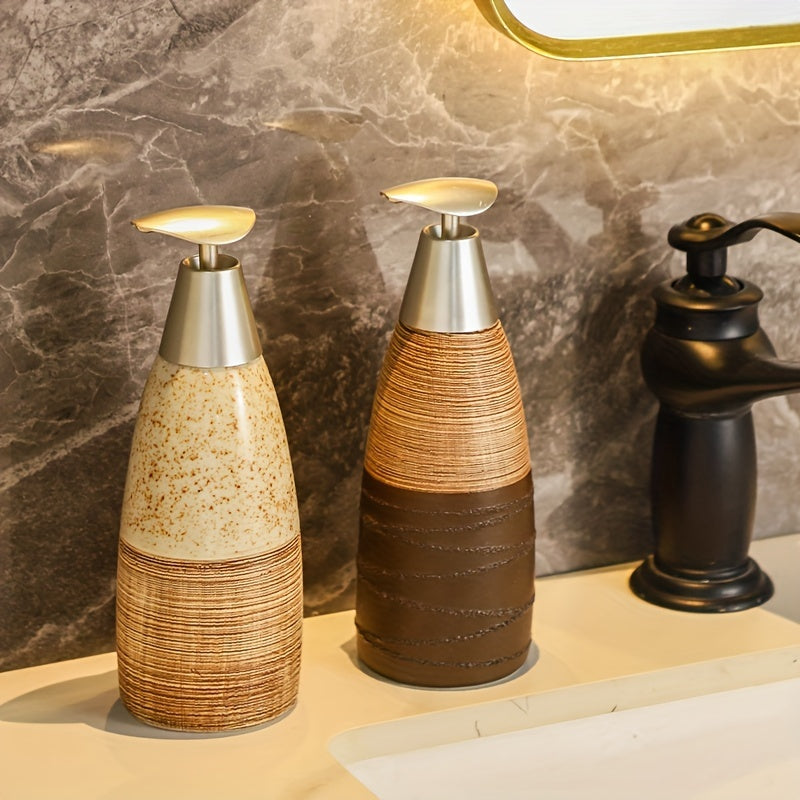 Dispensador de jabón de cerámica con mecanismo de bomba – Accesorio de baño de lujo