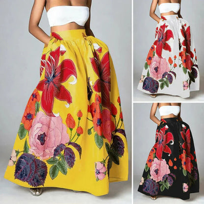 High-Waisted Skirt with Floral Pattern