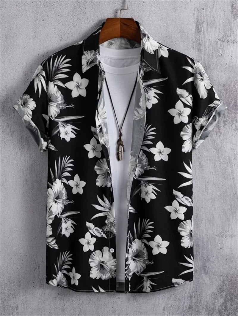Amich - 3D Flower Printed Hawaiian Shirt