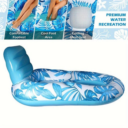 Inflatable Pool Lounge with Backrest and Cup Holders for Relaxing Floats