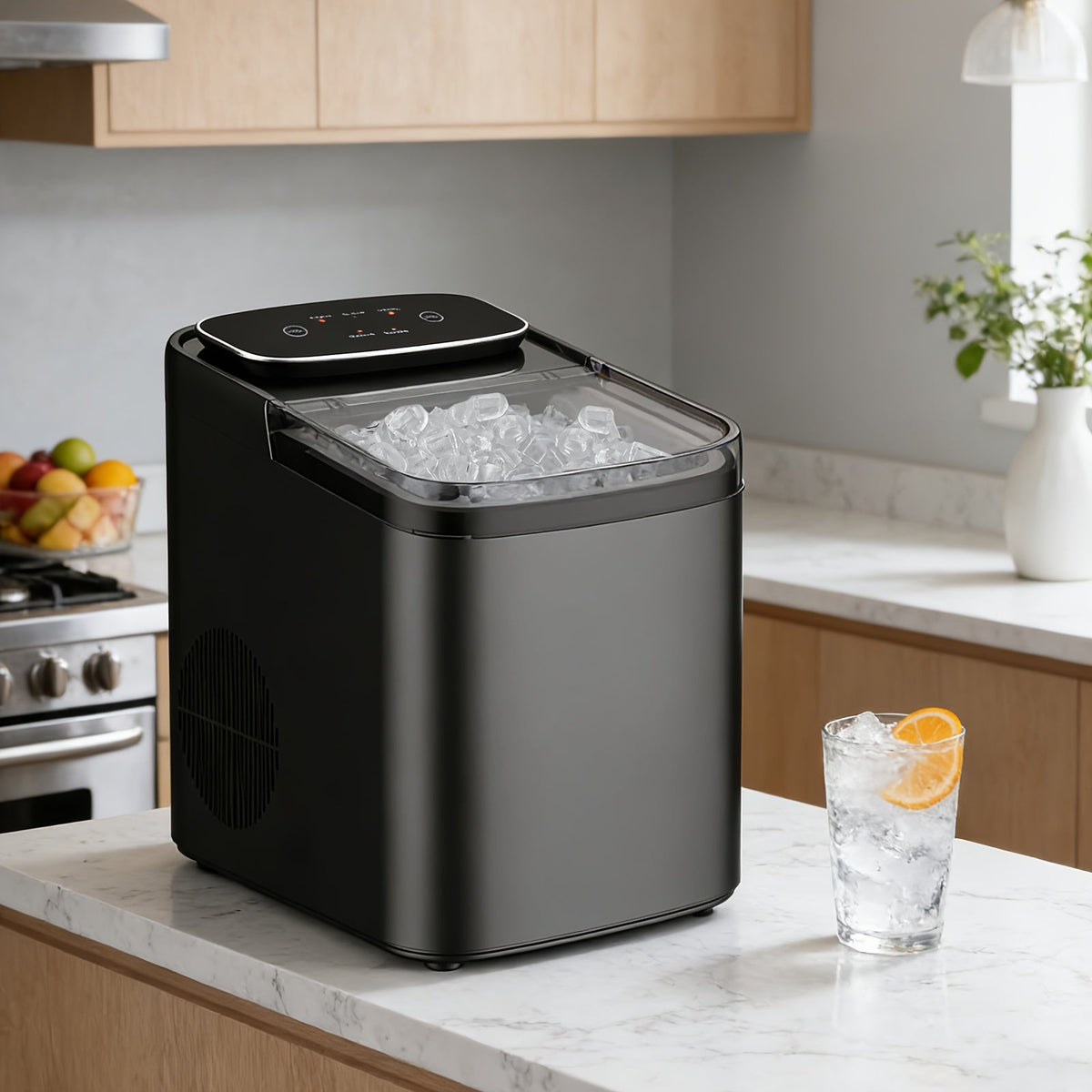 Compact Ice Cube Maker with Fast Ice Production for Home and Office