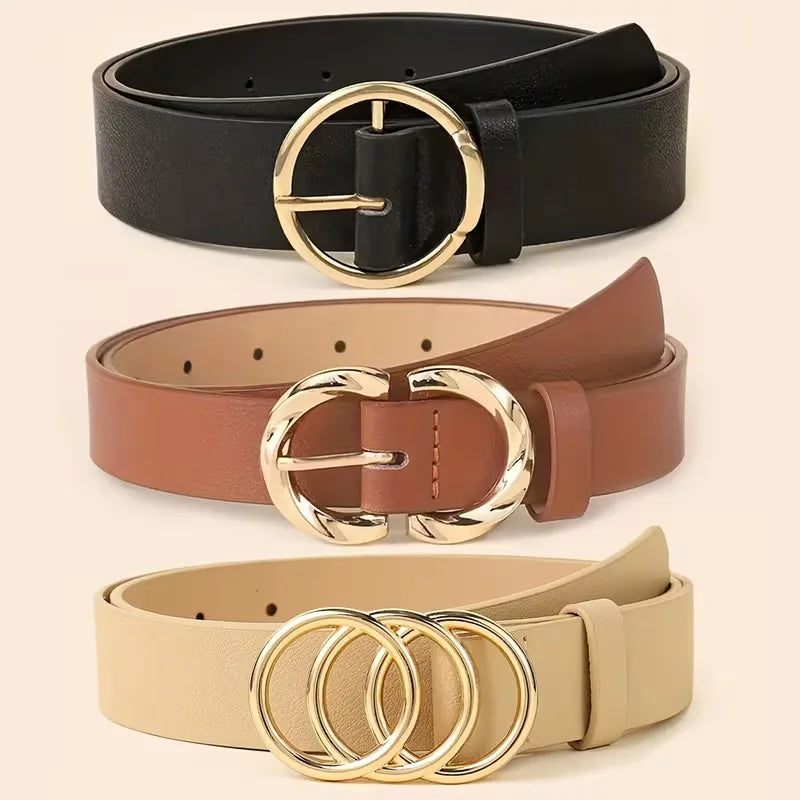 Narrow belt with metal buckles