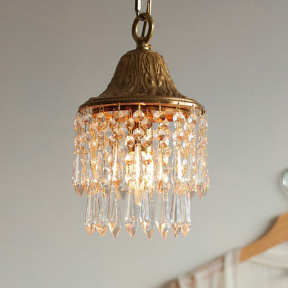 Luxury Gold Pendant Light with Crystal Drop Shape – 1 Light Point