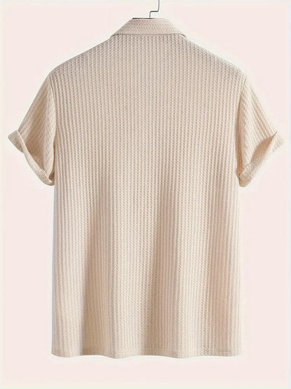 Polo casual da uomo con motivo a coste e comfort traspirante per l'estate