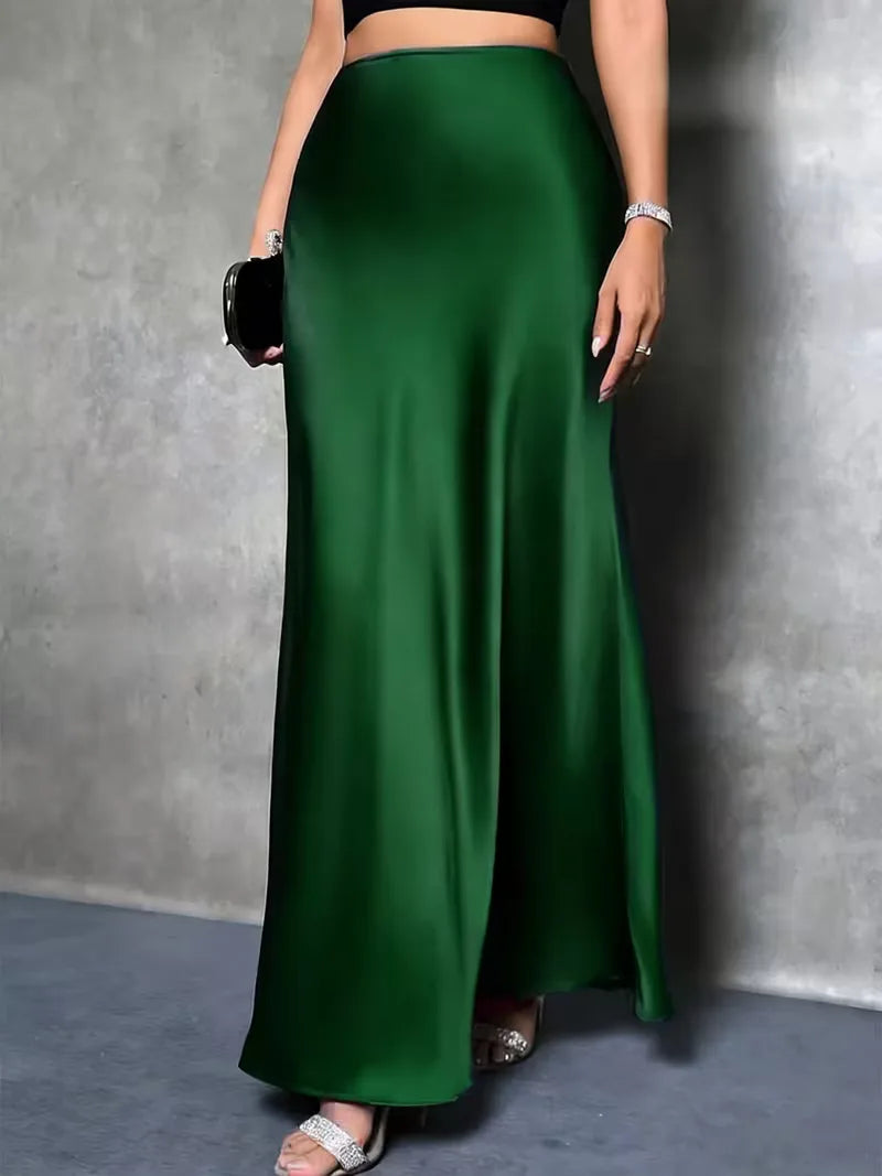 Jupe en satin taille haute