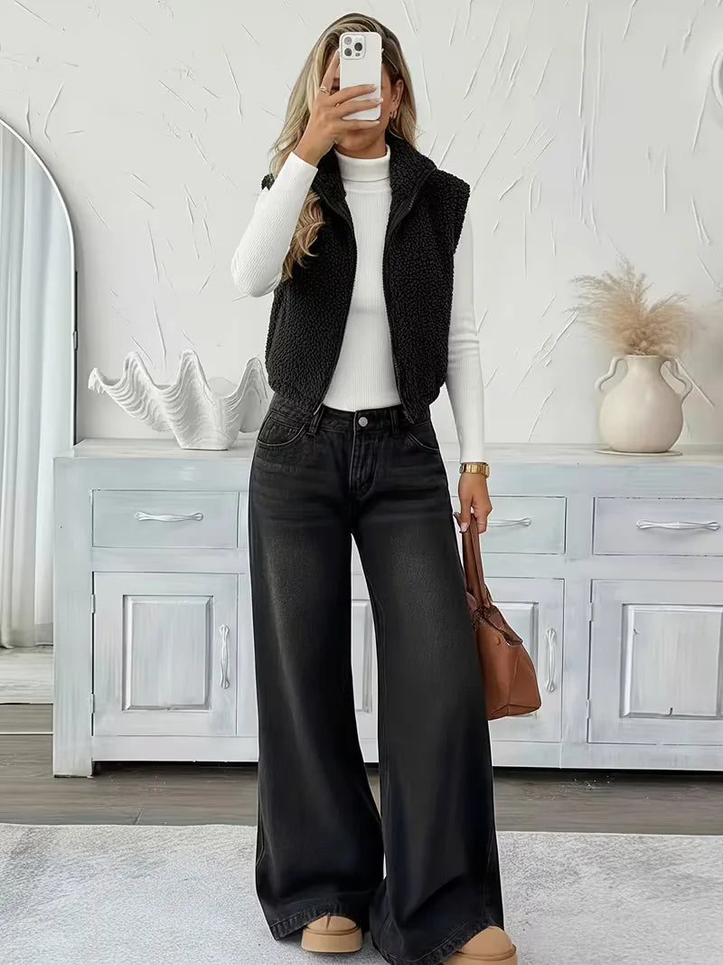 Gilet zippé avec fausse peau de mouton