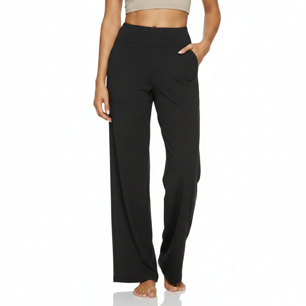 Straight Leg High Waist Trousers with Pockets