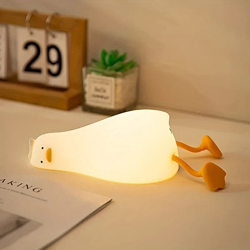 Eend-nachtlampje van zacht silicone met dimbaar licht voor de kinderkamer