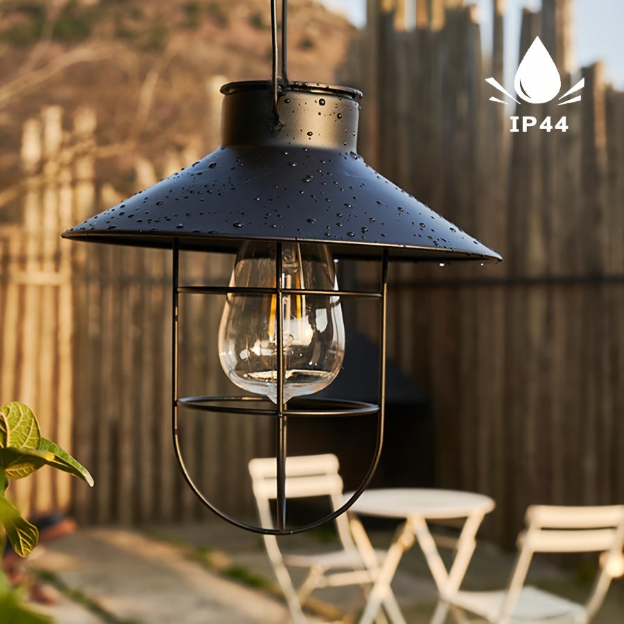 Set di 2 lanterne solari rétro – Lampade vintage da appendere in giardino e sul balcone
