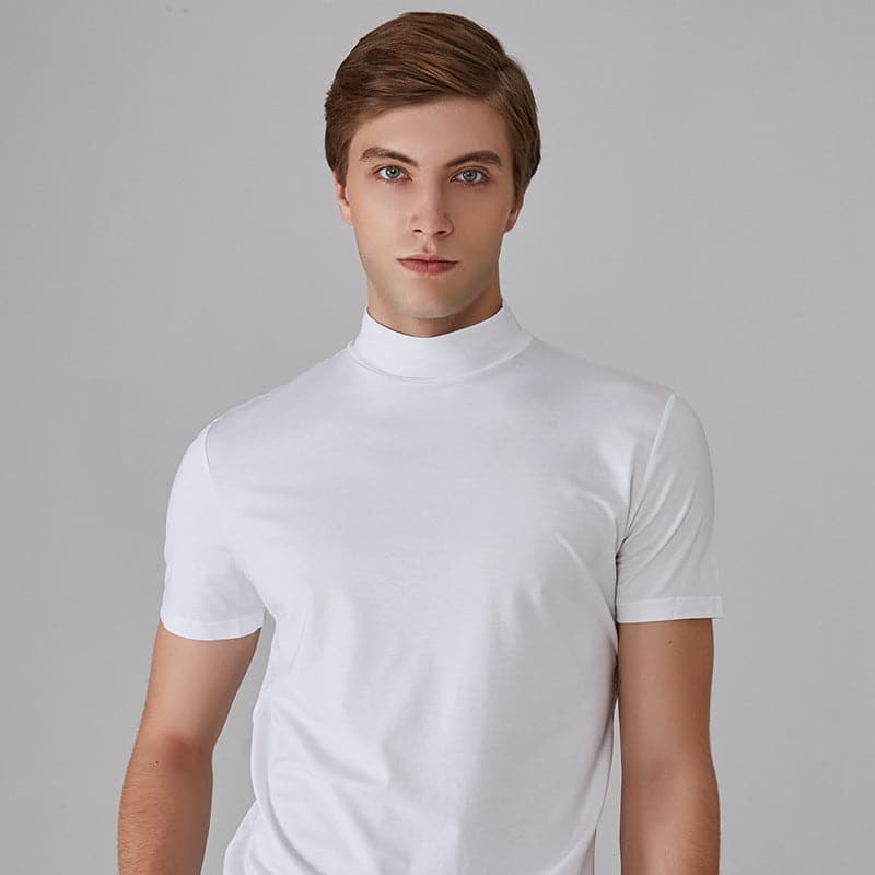 Herren-T-Shirt in Slim Fit mit hohem Kragen und modernem Schnitt