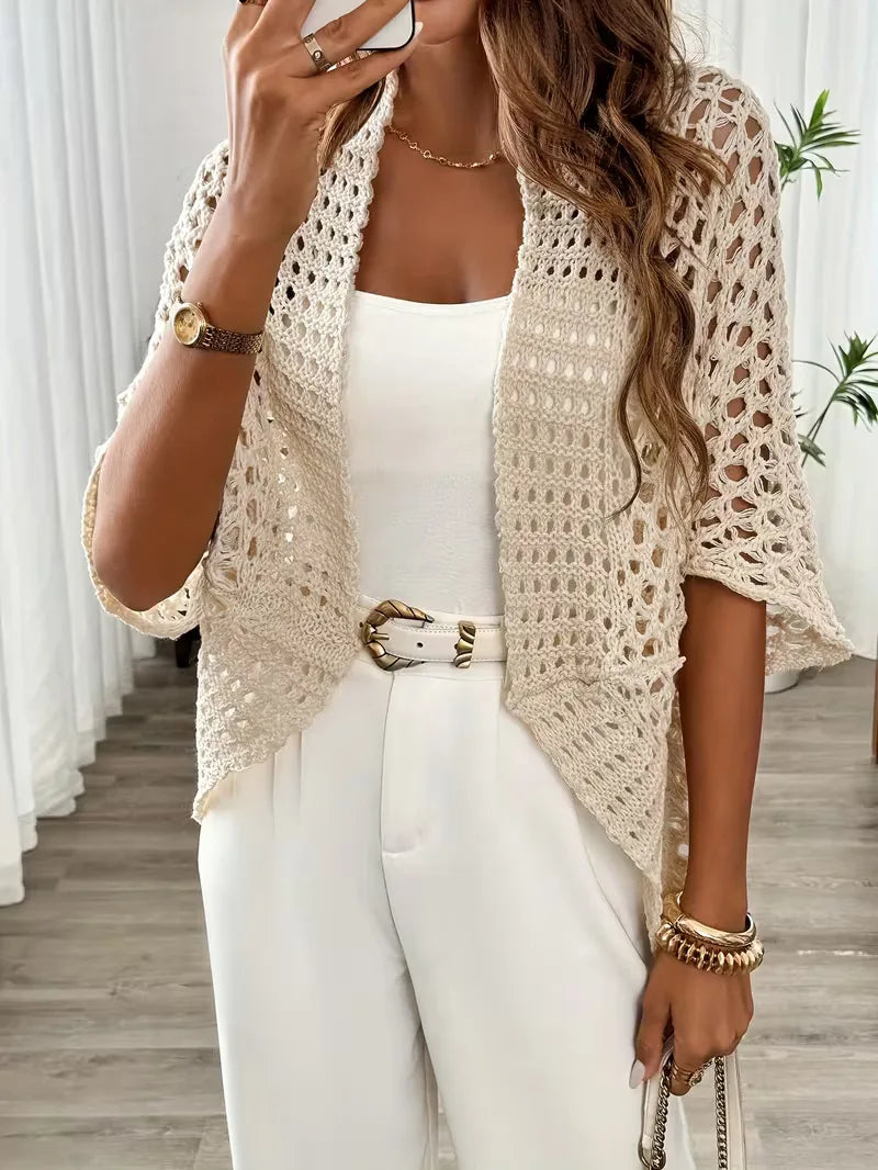 Oversized cardigan with hollow-out design
