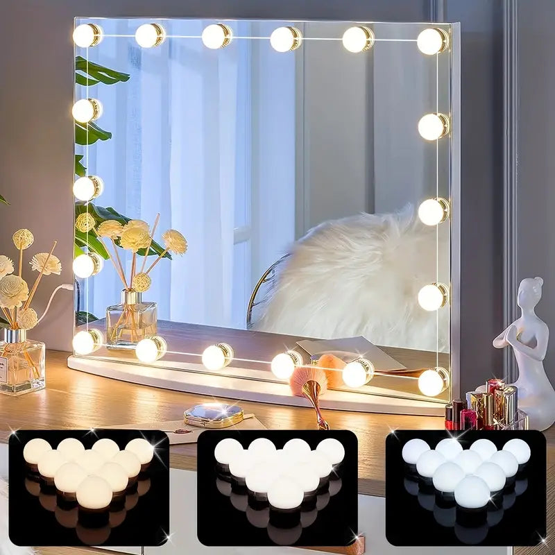 Illuminazione dimmerabile a LED per specchio, con sfere luminose e luce regolabile per il trucco