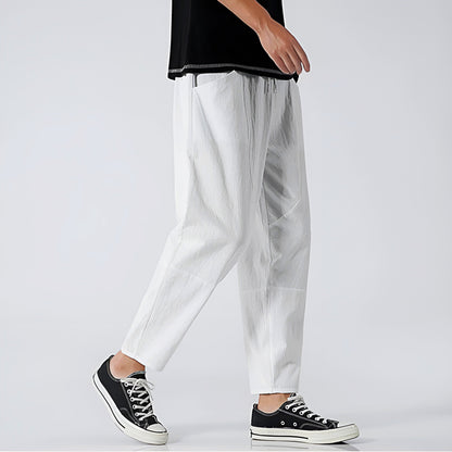 Pantalon court pour homme en coton et lin – Respirant, confortable et décontracté