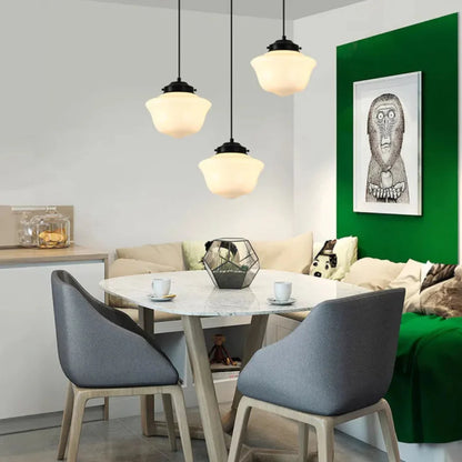 Vintage Geometric Pendant Light in Matt Glass with LED