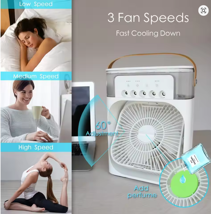 3-in-1 Portable USB Fan with Humidifier and LED Night Light