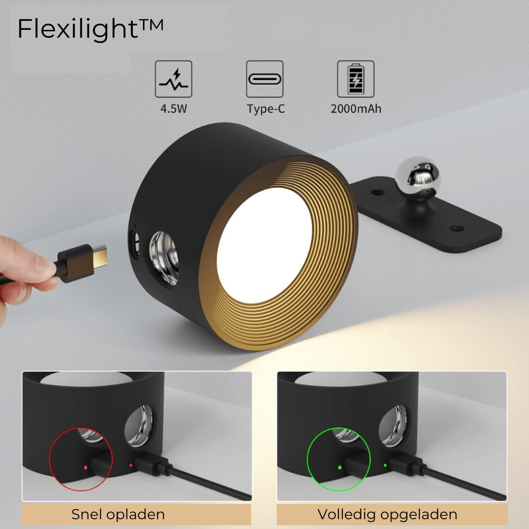 FlexiLamp - Draadloze, oplaadbare 360°-wandlamp