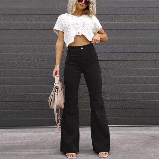 High-Waist Flared Trousers for Women
