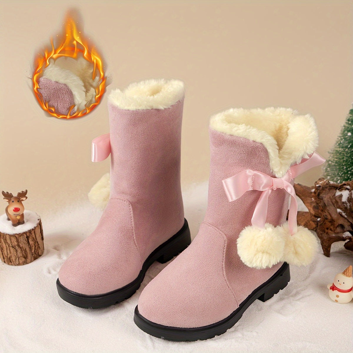 Girls' snow boots, warm fleece cosy non-slip ankle boots - Avrile