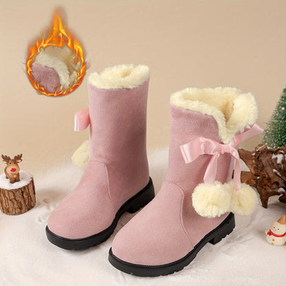 Girls' Trendy Snow Warm Fleece Cozy Non-Slip Ankle Boots - Madela