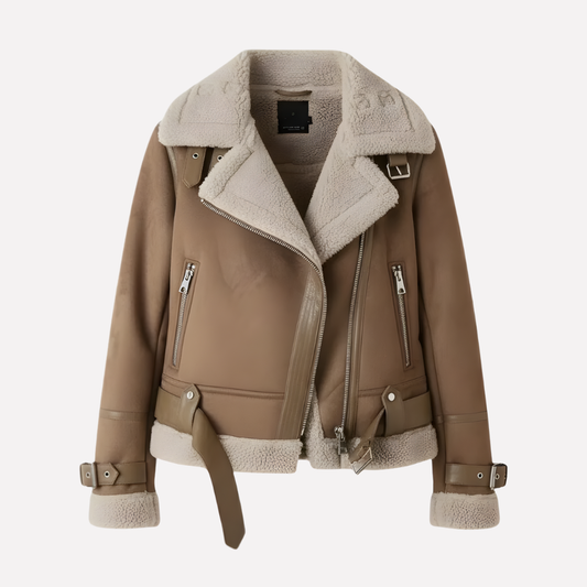 Chaqueta para mujer con forro de felpa y dobladillo ajustable