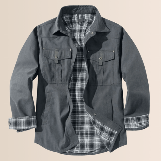 Camisa-jaqueta xadrez de flanela vintage para homem