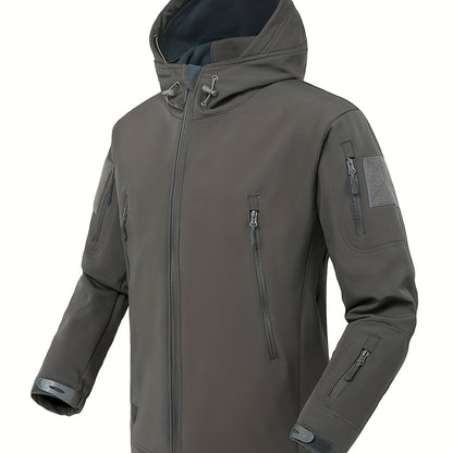 Chaqueta softshell para hombre para actividades al aire libre, con capucha y forro cálido cortavientos