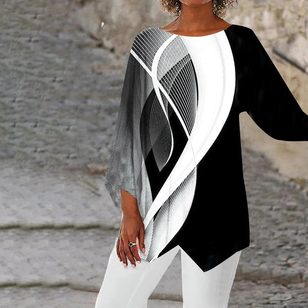 Modern Geometric Women's Tunic with Long Sleeves – Luna