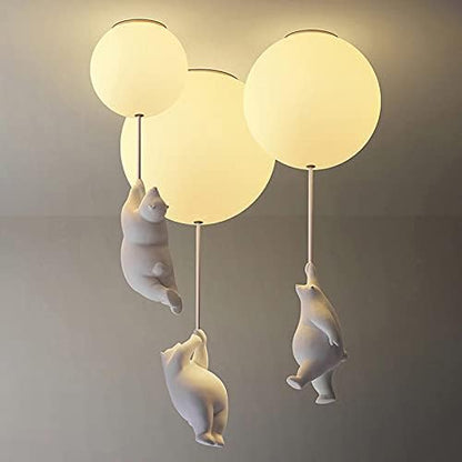 Playful Ceiling Lamp with Bears and Balloon Lights for Children's Room