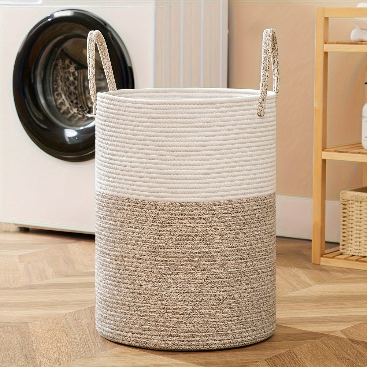 Stylish Two-Tone Laundry Basket - Space for More, Handy and Durable