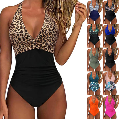 Leopard Print Sexy V-Neck Swimsuit