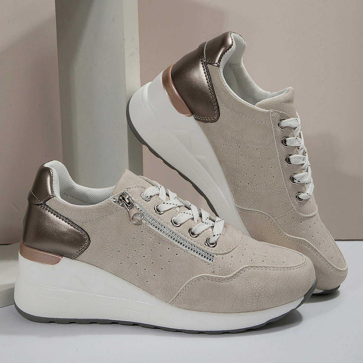 Ladies' Sports Shoes with Thick Sole and Comfortable Design